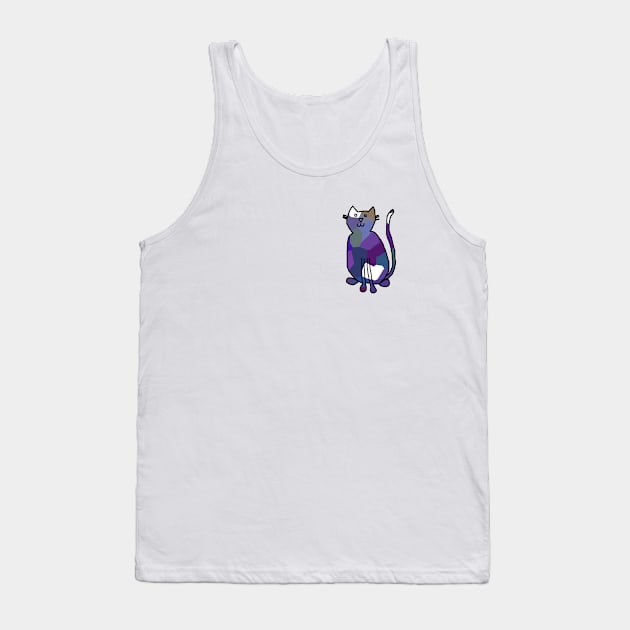 Small Blue Crystal Cat Tank Top by ellenhenryart